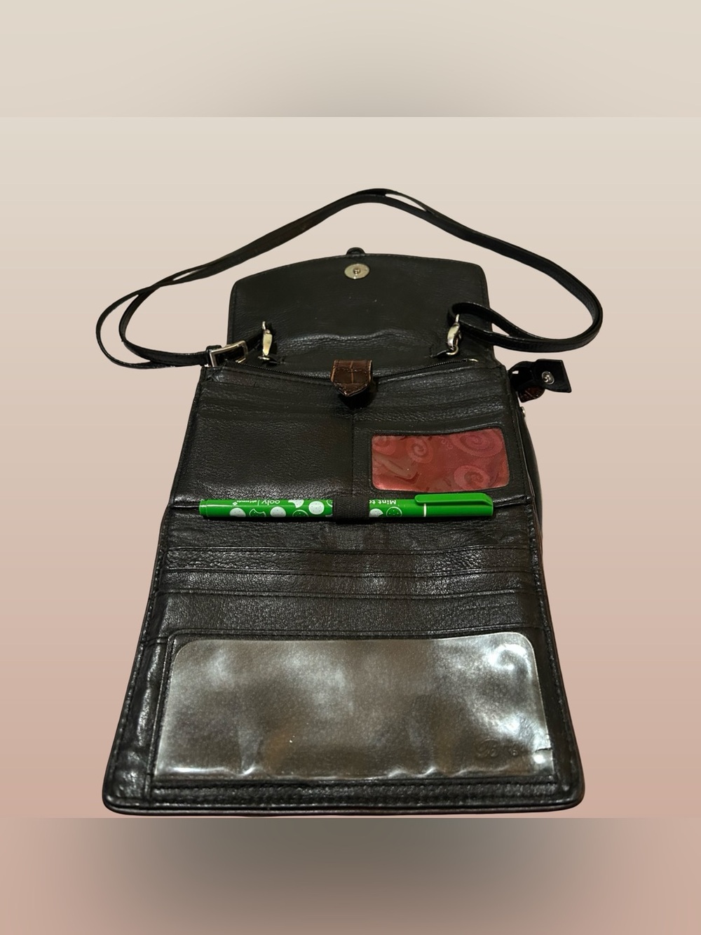 GOOD PLUS CONDITION! BRIGHTON NEPAL ORGANIZATION PEBBLE LEATHER CROSSBODY PURSE! - Picture 9 of 16